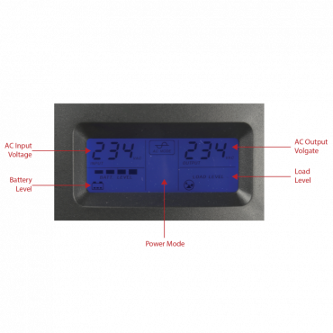 Single-phase Line Interactive UPS - Power 2000VA/1200W - Input 220~240VAC / Output 230 VAC - 4 surge protected outputs - Recharge time 6~8 h - 2 sealed lead-acid batteries