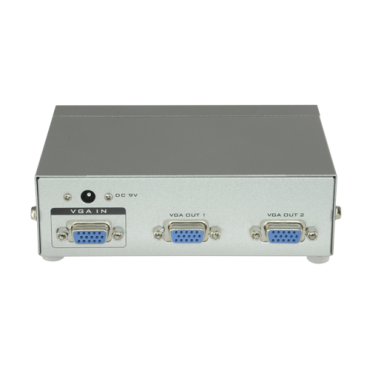 Multiplier by 2 of the video signal - 1 VGA input - 2 VGA outputs - It allows to distribute the signal to up to 2 monitors - VGA, SVGA, XGA, Multisync