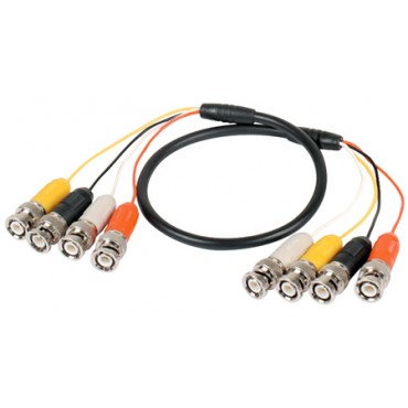 Prepared multiple cable - 4 coaxial links - BNC male to BNC male in each end - Length 1,5 m - For connecting Balun receiver to DVR