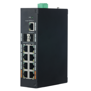 Industrial Switch X-Security - 8 PoE-poorten (RJ45) + 2 Gigabit-poorten (SFP) + 1 Uplink Gigabit-poort - Snelheid 10/100/1000 Mbps - Maximaal verbruik 120 W - Energiebesparende technologie - DIN-rail installatie